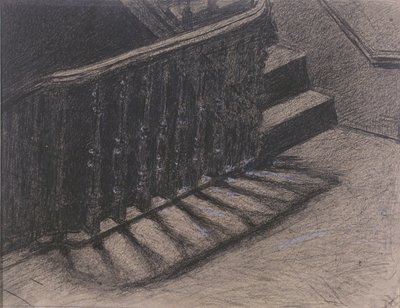 La escalera (carbón) de Xavier Mellery