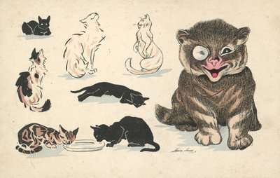 Gato gordo, con monóculo, junto a varios gatos menos favorecidos de Xavier Sager