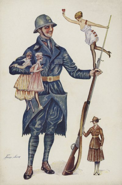 Soldado rodeado de chicas de Xavier Sager