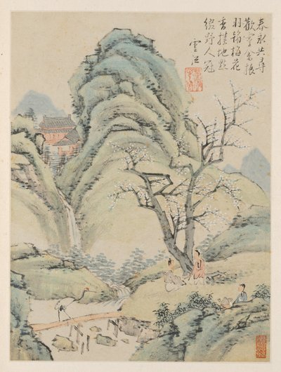 Álbum de Paisajes Estacionales, Hoja A hoja anterior 4, 1668 de Xiao Yuncong
