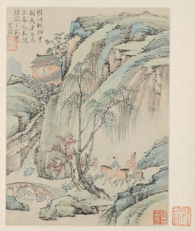 Álbum de Paisajes Estacionales, Hoja B hoja anterior 1, 1668 de Xiao Yuncong