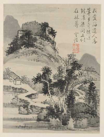 Álbum de Paisajes Estacionales, Hoja D hoja anterior 2, 1668 de Xiao Yuncong