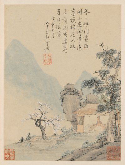 Álbum de paisajes estacionales, hoja H hoja anterior 8, 1668 de Xiao Yuncong