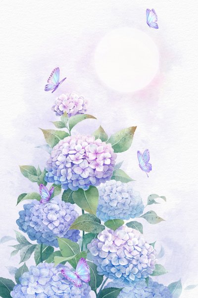 Jardín de hortensias a la luz de la luna de Xuan Thai