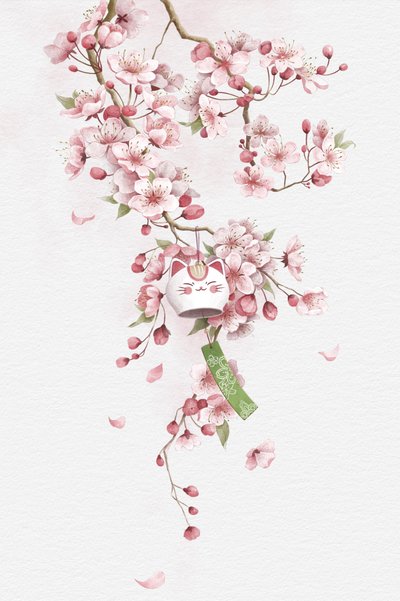 Campanilla del gato de la suerte Sakura de Xuan Thai