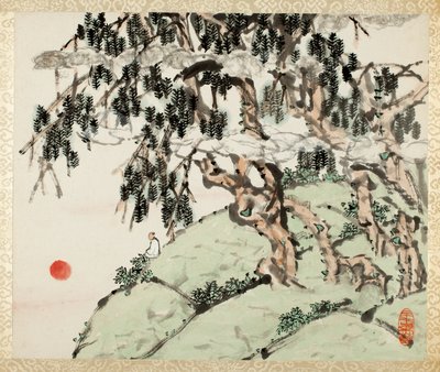 Paisaje y figura, de un álbum de Paisajes y Caligrafía para Liu Songfu de Xugu