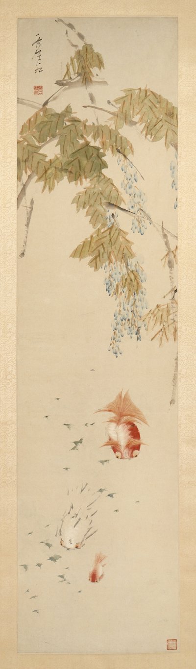 Glicinas y peces de colores 紫藤金魚圖 de Xugu