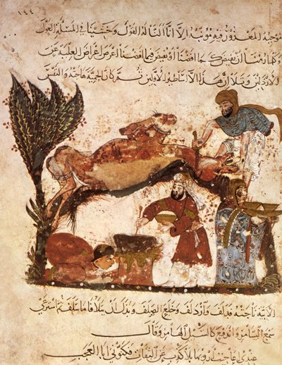 Preparando un banquete, de Al Maqamat por Al Hariri, c.1240 de Yahya ibn Mahmud Al Wasiti
