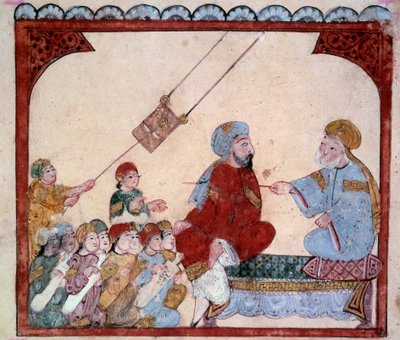 El navegante vagabundo Abu-Zayd. Miniatura del Maqamat (Seances) de Abu Mohammed al-Kasim ibn Ali Hariri (1054-1122) iluminada por Yahya Mahmud al-Wasiti en 1237, París de Yahya ibn Mahmud Al Wasiti