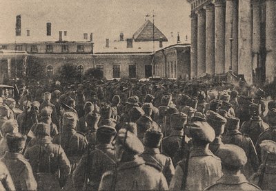Manifestación de tropas revolucionarias frente a la Duma Estatal durante la Revolución de Febrero de Yakov Vladimirovich Steinberg
