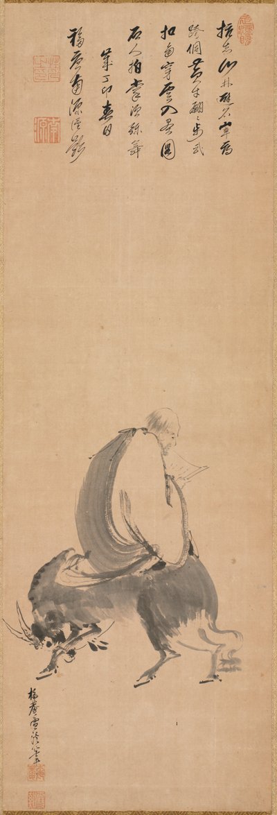 Man Riding Backwards on a Water Buffalo de Yamaguchi Sekkei