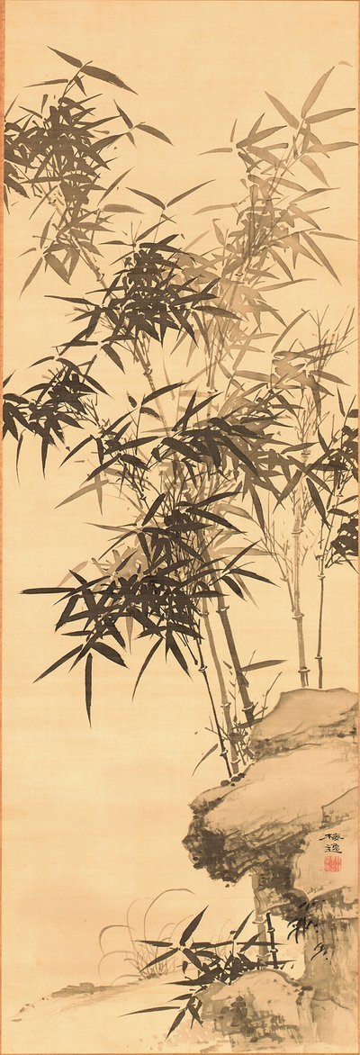Bambú, antes de 1856 (tinta sobre seda) de Yamamoto Baiitsu