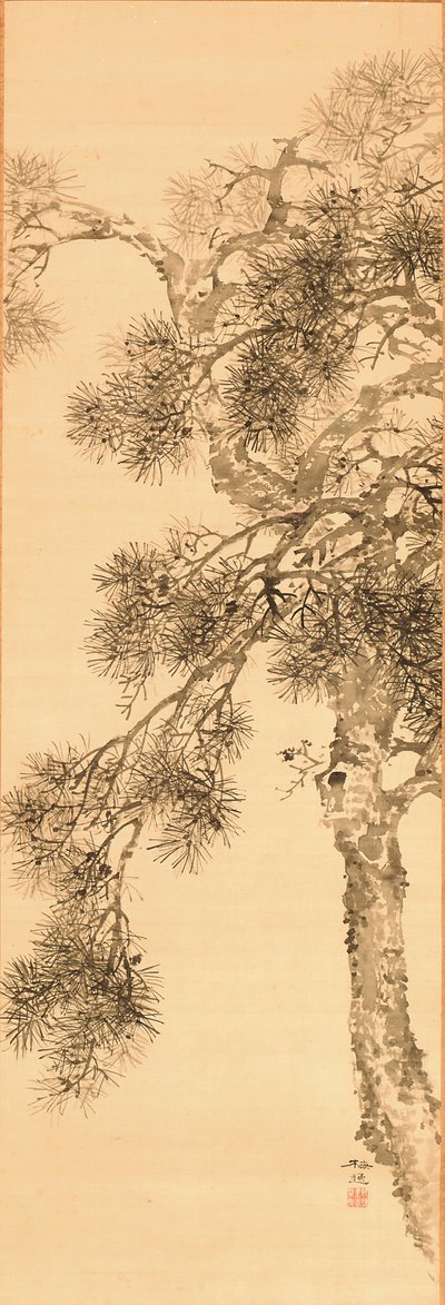 Pino, antes de 1856 ( tinta sobre seda) de Yamamoto Baiitsu
