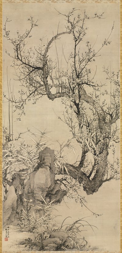 Plums, Bamboo, and Orchid de Yamamoto Baiitsu