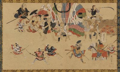 Escena de calle durante un festival de Yamamoto Fujinobu
