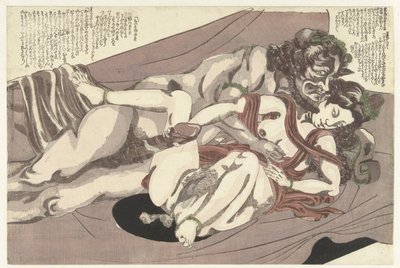 Sátiro y ninfa hacen el amor Tormenta de sauces (título de la serie) Yanagi no arashi (título de la serie) de Yanagawa Shigenobu (I) (attributed to)