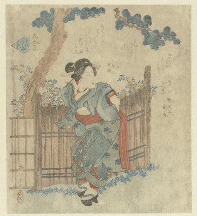 mujer, ambulante, pasado, un, cerca de Yanagawa Shigenobu (II)