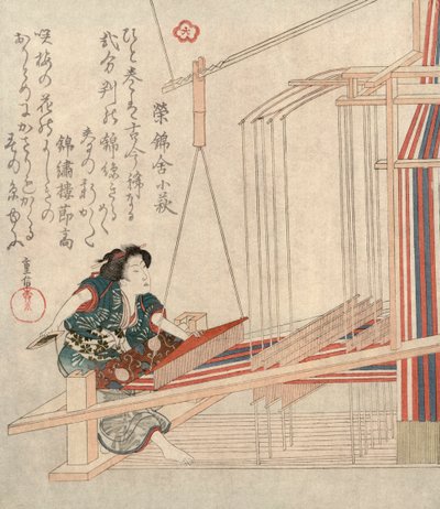 Hataori Tejiendo, c. 1829 de Yanagawa Shigenobu