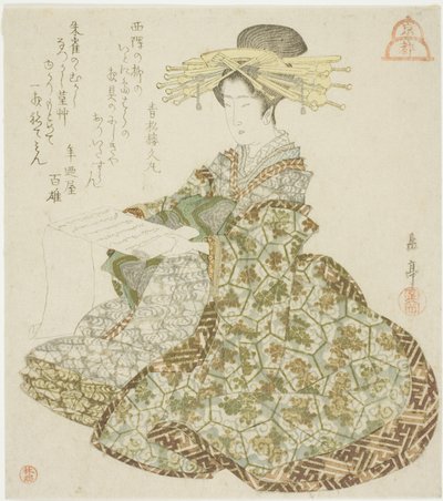 Kioto: Cortesana de Shimabara, de una serie sin título de las tres capitales de Yashima Gakutei