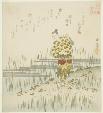 Nibu Hiroyoshi de los Registros Verídicos de Tres Reinos (Nibu Hiroyoshi, Sandai jitsuroku), de la serie "Veinticuatro Paragones Japoneses de Piedad Filial para el Círculo Honcho (Honchoren Honcho nijushiko)" de Yashima Gakutei