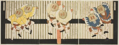 Bailarines de Gorrión, de "Un Conjunto de Seis para el Círculo Katsushika (Katsushika rokuban tsuzuki)" de Yashima Gakutei