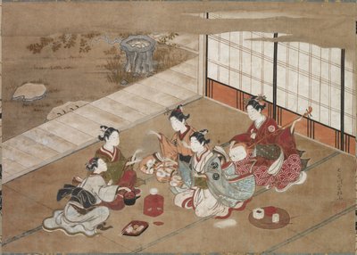 Jugando el juego de la mano, c. 1760 de Yasumasa Hasegawa