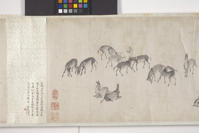 Cien burros transportando grano, Manuscrito, c.1700 (tinta sobre papel) de Ye Yin