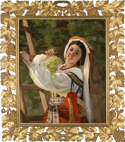 Una niña riendo con vestido del sur de Italia, 1857 de Yevgraf Semyonovich Sorokin