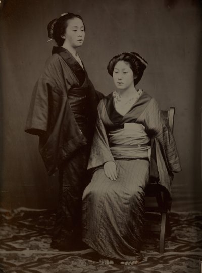 [Geisha con asistente], años 1860 de Yokoyama Matsusaburo