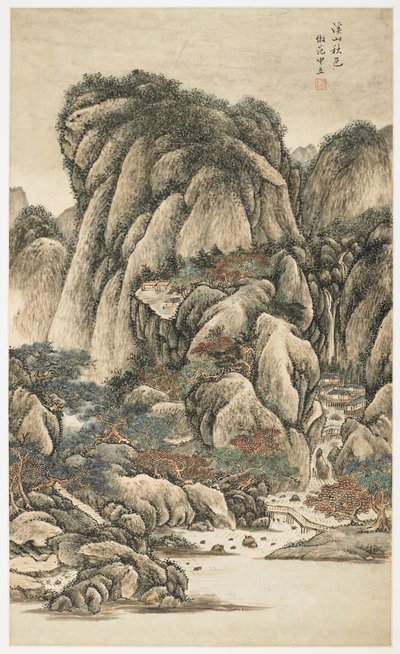 Colores otoñales entre arroyos y montañas, de un álbum de 12 hojas de Yongxi Jin