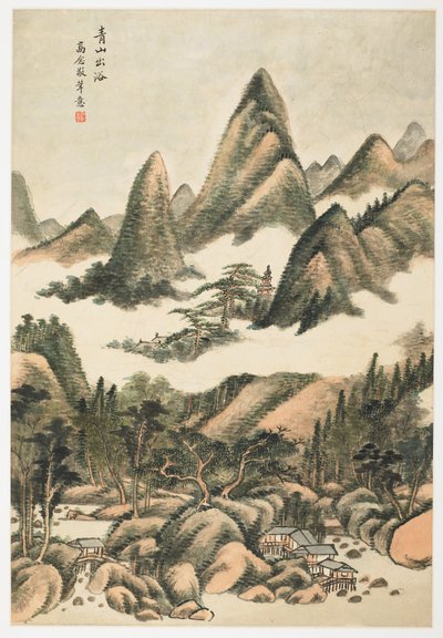 Green Mountain Just After a Bath, de un álbum de 12 hojas de Yongxi Jin