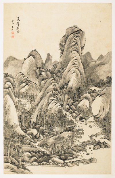 Magnificencia de Overhanging Bluff, de un álbum de 12 hojas de Yongxi Jin