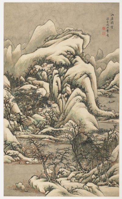 Nieve en la Villa de la Montaña, de un álbum de 12 hojas de Yongxi Jin