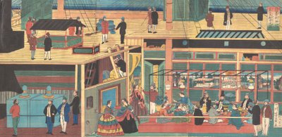 Vista dentro de un vapor americano, 1861 Bunkyu, 1er año, 4to mes de Yoshikazu