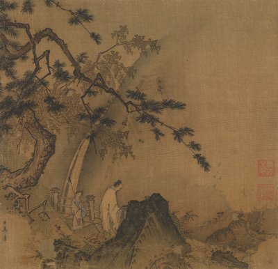 Erudito Observando una Cascada, finales del siglo XII - principios del siglo XIII de Yuan Ma