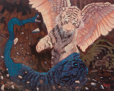 Ángel y demonio, 2023 (óleo sobre lienzo de Yue Zeng