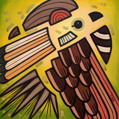 Pájaros de patio Gorrión común, 2023 (óleo sobre lienzo) de Yue Zeng