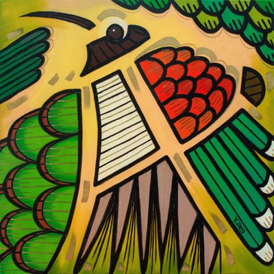 Pájaros de patio Colibrí, 2023 (óleo sobre lienzo) de Yue Zeng