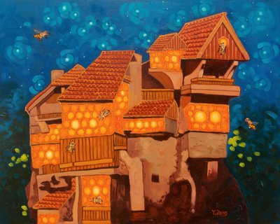 Casa de abejas, 2023 (óleo sobre lienzo) de Yue Zeng