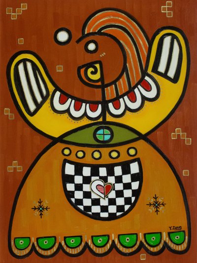 Gingerbread lady, 2023 (óleo sobre tabla de madera) de Yue Zeng