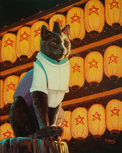 OnMeowJi, 2023 (óleo sobre lienzo) de Yue Zeng