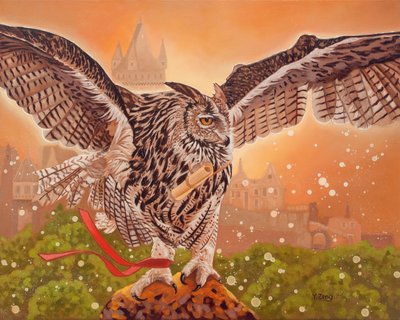Búho mensajero, 2023 (óleo sobre lienzo) de Yue Zeng