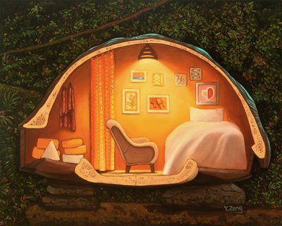 Casa de las tortugas, 2023 (óleo sobre lienzo) de Yue Zeng