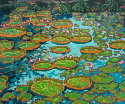Nenúfar azul estanque, 2023 (óleo sobre lienzo) de Yue Zeng