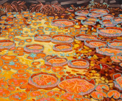 Nenúfar estanque amarillo, 2023 (óleo sobre lienzo) de Yue Zeng
