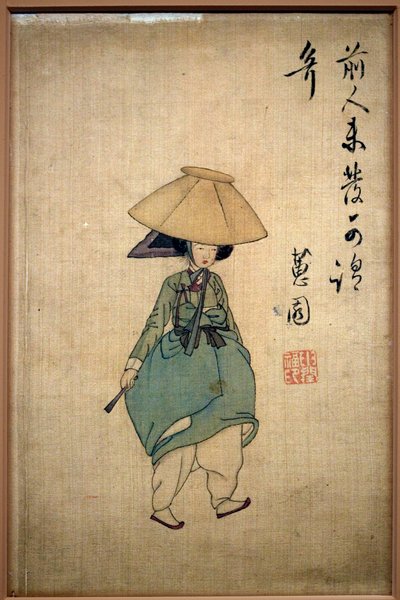 Mujer joven. Pintura de Shin Yunbok (ca. 1758-1813), tinta sobre papel de Yunbok Shin
