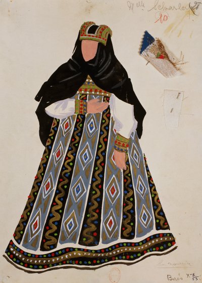 Traje para el personaje de enfermera en "Boris Godunov" de Modest Mussorgsky de Yves Bonnat