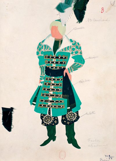 Boceto del vestuario de Fedor en "Boris Godunov" de Modest Petrovic Musorgskij de Yves Bonnat
