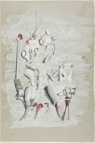 Homenaje a Marcel Duchamp (anverso); Construcción (reverso) de Yves Tanguy