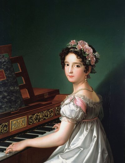 Manuela González Velázquez tocando el piano de Zacarias Gonzalez Velazquez